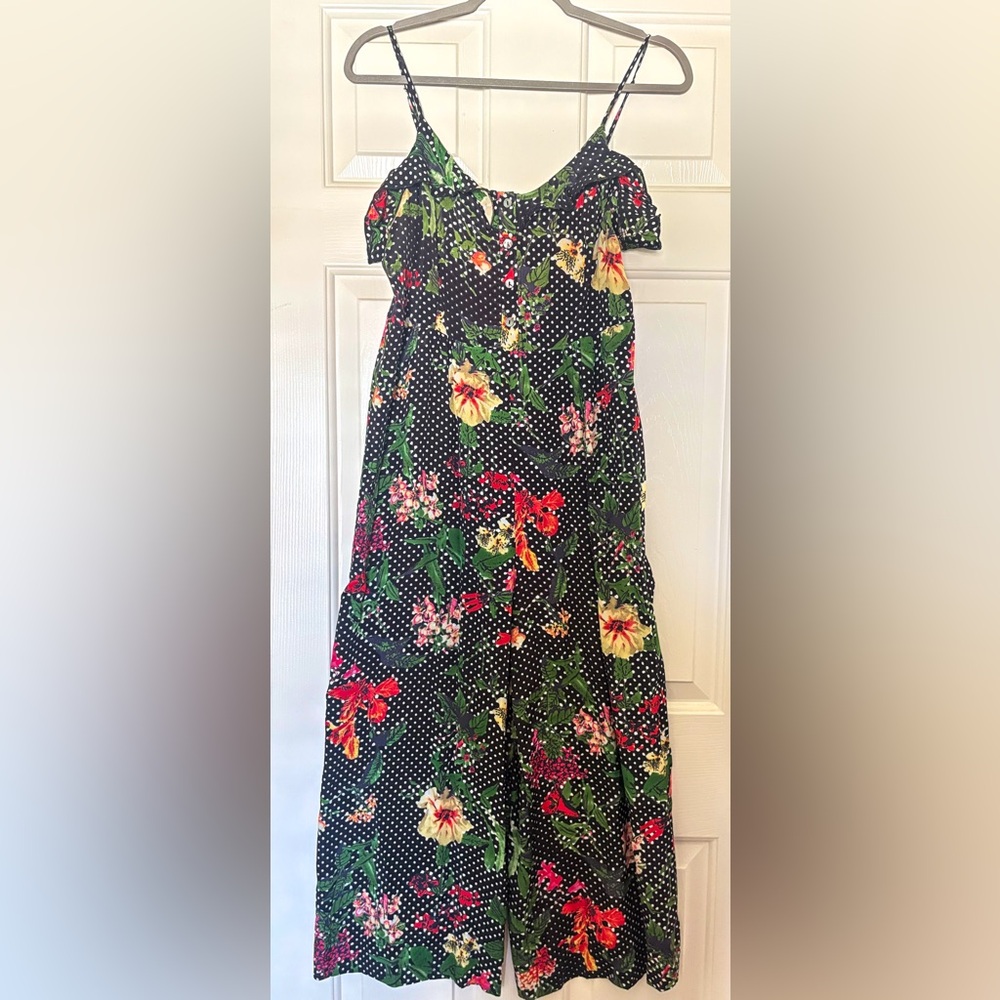 Anthropologie Kachel Nahla Black Floral Jumpsuit size 6 - Picture 3 of 5